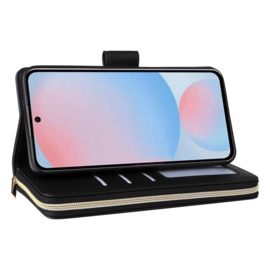 9-Pas Boek-Cover Portemonnee Etui Hoes voor Samsung Galaxy A57   -   Zwart