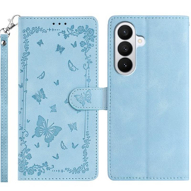 BoekCover Hoes Etui voor Samsung Galaxy A37 - A36 - A56 -  Lichtblauw  -  Vlinders -  Reliëf