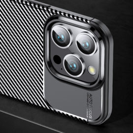 Luxe TPU Carbon  Bescherm-Hoes Cover Skin voor iPhone 16 PRO   -   Zwart