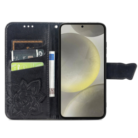 PU BoekCover Hoes Etui voor Samsung Galaxy A36 - A56   Zwart   -  Vlinder. Reliëf