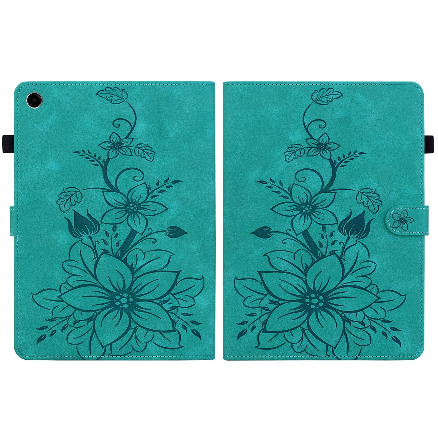 Luxe Bescherm-Etui Hoes Map voor Samsung Galaxy Tab A9 Plus  -  11"  -    Lelie  - Turquoise