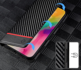 Luxe BoekCover Hoes Etui voor Apple iPhone 17 -   Zwart   -  Rood  -  Carbon