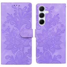 BookCover Hoes Etui Mapje voor Samsung Galaxy A56 - A36  -  Lila   -  Bloem Reliëf