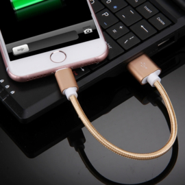 Oplader en Data USB Kabel voor iPod Touch - iPad - iPhone  10cm. Goud