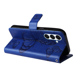 PU BookCover Hoes Etui voor Samsung Galaxy A16 - A26  - Blauw -   Vlinders