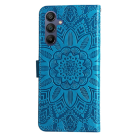 BookCover Hoes Etui voor Samsung Galaxy A16  - A26  Blauw - Bloem-Motief in Reliëf