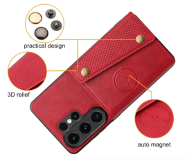 PU Bescherm-Hoes Cover met 4 Pas-vak voor Samsung Galaxy S26 ULTRA - Zwart