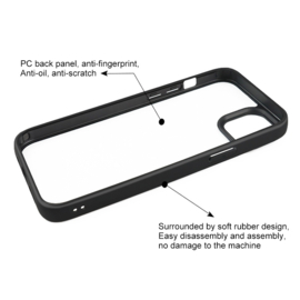 Slim Clear TPU Bescherm-Hoes Skin met Screenprotector voor iPhone 15    Zwart - Transparant