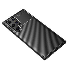 Samsung Galaxy S22 Ultra   - Carbon TPU Bescherm-Hoes Skin - Zwart