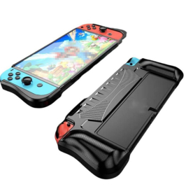 Grip TPU Bescherm Hoes Cover voor Nintendo Switch  OLED - Zwart