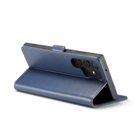 Luxe BookCover Hoes Etui voor Samsung Galaxy S23 Ultra   Blauw