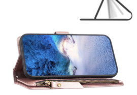 9 Pas - Luxe BookCover Wallet Etui voor Samsung Galaxy S24    Roze - Goud