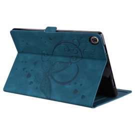 Luxe Bescherm-Etui Hoes Map voor Samsung Galaxy Tab A9 Plus  -  11"  -    Hart en Vlinder  - Blauw