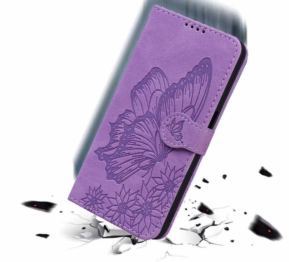 BoekCover Etui Hoes voor Samsung Galaxy A36 - A56  -  Paars  -  Vlinder  - Reliëf