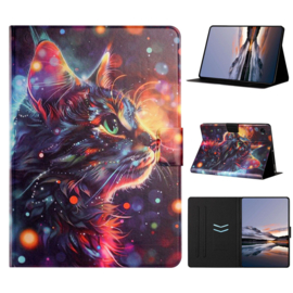 Luxe Bescherm-Etui Hoes Map voor Samsung Galaxy Tab  A9 Plus - A11 Plus - 11"  -   "Kat - Rainbow"