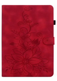 Luxe Bescherm-Etui Hoes Map voor Samsung Galaxy Tab A9 Plus  -  11"  -    Lelie  - Rood
