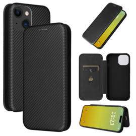 Slim Carbon  Cover Hoes Etui voor iPhone 15    Zwart - Carbon A3090