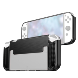 Grip TPU Bescherm Hoes Skin voor Nintendo Switch  OLED - Zwart