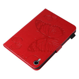 Luxe Bescherm-Etui Map voor iPad Mini 6  - "Vlinder"  Rood