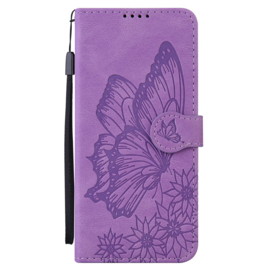 BoekCover Etui Hoes voor Samsung Galaxy A06 - A07  -  Paars -  Vlinder  - Reliëf