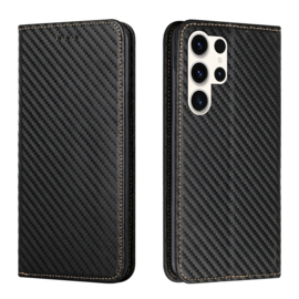 Luxe BookCover Hoes Etui voor Samsung Galaxy S25 Ultra   Zwart-Carbon
