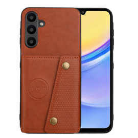 PU Bescherm-Hoes Cover met 4 Pas-vak voor Samsung Galaxy A37 - A36 of A56 - Bruin 