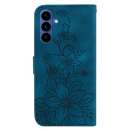 BoekCover Etui Hoes voor Samsung Galaxy S26  -  Blauw   -  Lelie  - Reliëf