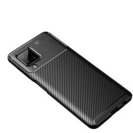 Samsung Galaxy A12   - Carbon TPU Bescherm-Hoes Skin -  Zwart