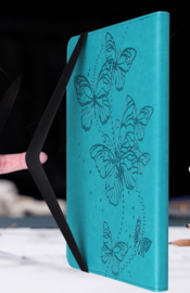 Bescherm-Etui Hoes Map voor Samsung Galaxy Tab A9 Plus - 11 -   Vlinders - Turquoise