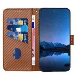 Luxe BookCover Hoes Etui voor Samsung Galaxy S24 - S25     Bruin  - Carbon