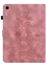 Luxe Bescherm-Etui Hoes Map voor Samsung Galaxy Tab A9 Plus  -  11"  -    Lelie  - Roze