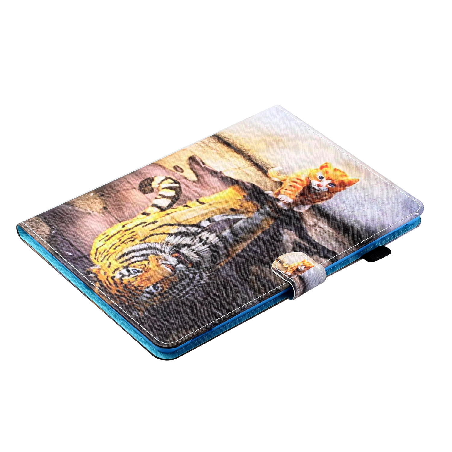 Bescherm-Etui Hoes Map voor Samsung Galaxy Tab A9 Plus - 11 -  Kitten-Tijger - Schilderij-stijl