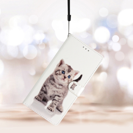 BoekCover Hoes Etui voor Samsung Galaxy A36  -  A56   -  Lieve Kitten - Wit