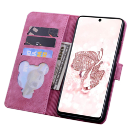 BookCover Hoes Etui voor Samsung Galaxy A36 - A56  -  Roze - Bloemen Kat - Reliëf