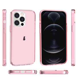 Transparant Hard-Cover Bescherm-Hoes + Screenprotector voor iPhone 15 PRO MAX Roze