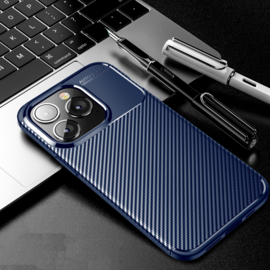 Luxe TPU Carbon  Bescherm-Hoes  voor iPhone 14 PLUS  6.7  Blauw