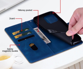 BookCover Hoes Etui Mapje voor Samsung Galaxy A56 - A36  -  Blauw   -  Bloem Reliëf