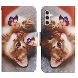 BookCover Hoes Etui voor Samsung Galaxy A15  -  Kitten - Vlinder