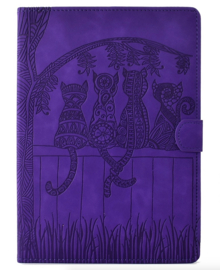 Bescherm-Etui Hoes Map voor Samsung Galaxy Tab S9 FE - S10 FE - 10.9 - Cartoon Cats - Paars
