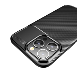 Luxe TPU Carbon  Bescherm-Hoes  voor iPhone 14 Pro     Zwart