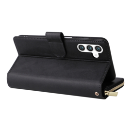 BookCover - 9 Cards - Wallet Etui Hoes voor Samsung Galaxy S24  - S25   -  Zwart