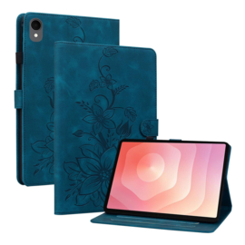 Bescherm-Etui Hoes Map voor Samsung Galaxy Tab S11 - 11"- Lelie - Blauw