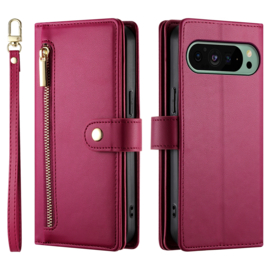 Luxe Portemonnee - Etui  Hoes Tas voor Google Pixel 9 - 9 Pro - 10 - 10 Pro  -  Met Schouder - Draagkoord -  Rood
