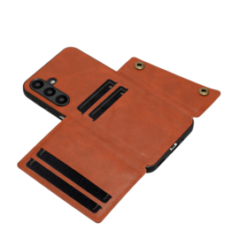PU Bescherm-Hoes Cover met 4 Pas-vak voor Samsung Galaxy A57  - Bruin