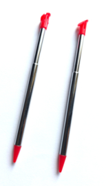 2x Inschuifbare Aluminium Stylus Pen voor New Nintendo 3DS XL   Rood