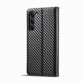 Luxe BookCover Hoes Etui voor Samsung Galaxy S24 -  Zwart Rood Carbon -