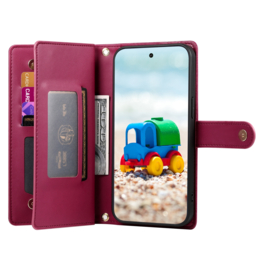 Luxe Portemonnee - Etui  Hoes Tas voor Google Pixel 9 - 9 Pro - 10 - 10 Pro  -  Met Schouder - Draagkoord -  Rood