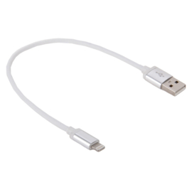 Lightning Oplader en Data USB Kabel voor iPhone - iPad   20cm     Wit - Zilver