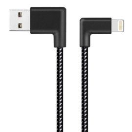 Hoek - Lightning Oplader en Data USB Kabel voor iPhone  15cm.