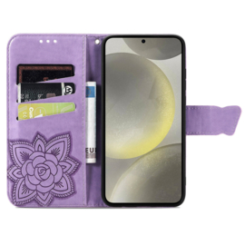 PU BoekCover Hoes Etui voor Samsung Galaxy A36 - A56   Paars  -  Vlinder. Reliëf
